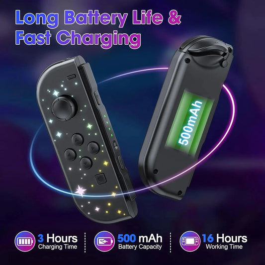 Replacement for Switch Joycon, Controller for Switch/Lite/OLED, with 6-Axis Gyro, Dual Vibration, Motion Control, Screenshot Good Vibrations