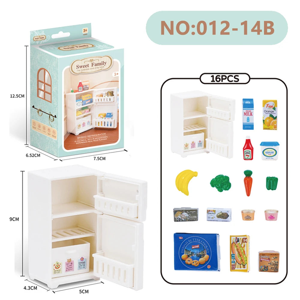 1/12 Dollhouse DIY Bear Biscuits Miniature Furniture Toaster Oven Mixer Electronic Scale Model Set Kitchen Toy For Girl Gift Good Vibrations