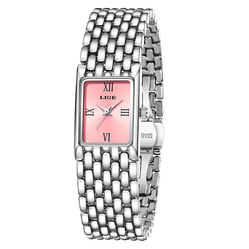 LIGE new 2025 women's watch quartz stainless steel strap women watches luxury casual waterproof retro fashion ladies watch reloj Good Vibrations