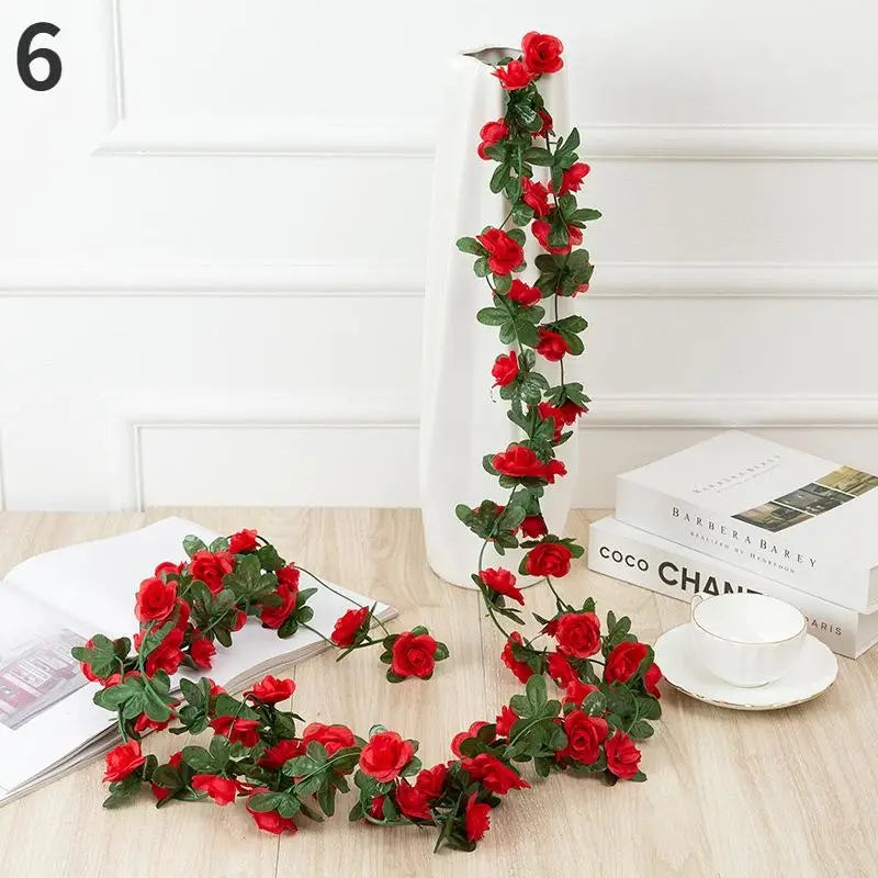 250CM Rose Artificial Flowers Christmas Garland for Wedding Home Room Decoration Spring Autumn Garden Arch DIY Fake Plant Vine Good Vibrations