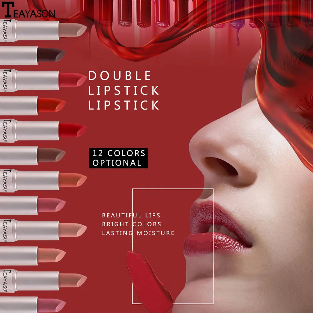 Long Lasting Velvet Matte Lipstick Double Head Lip Gloss Non-stick Cup Lip Gloss Tint Plumper Waterproof Lipstick Makeup Good Vibrations