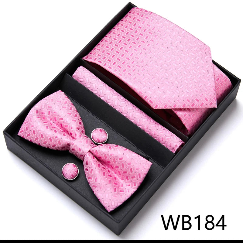 Tie For Men Formal Dress Tuxedo NeckTie Handkerchief Bow Tie Set PlaisyParty Groom Wedding Butterfly Bowtie In Box Good Vibrations