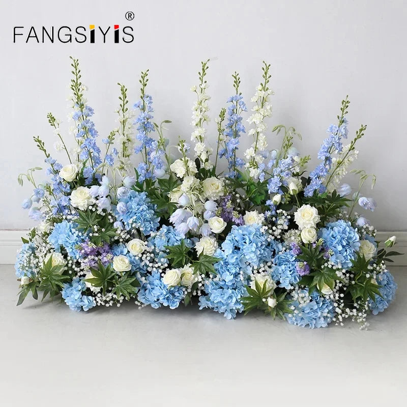 2m Rose Delphinium Flower Row Wedding Artificial Table Floral Commercial Plaza Partition Hotel Scene Layout Floor Flowers Decor Good Vibrations