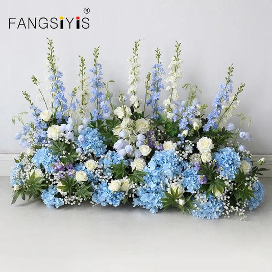 2m Rose Delphinium Flower Row Wedding Artificial Table Floral Commercial Plaza Partition Hotel Scene Layout Floor Flowers Decor Good Vibrations