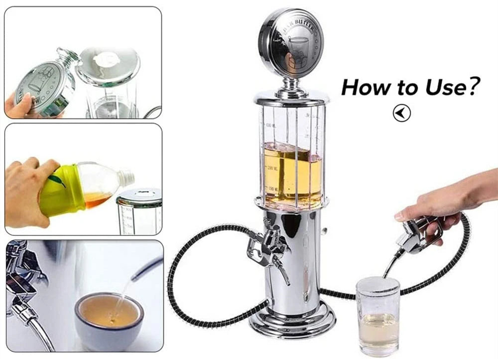 Gas Pump Dispenser for Drinks, Gas Pump Whiskey Wine Decanter, Single/Double Gun Beer Dispenser, Beverage Whiskey Decanter Tower Good Vibrations Adult Super Store