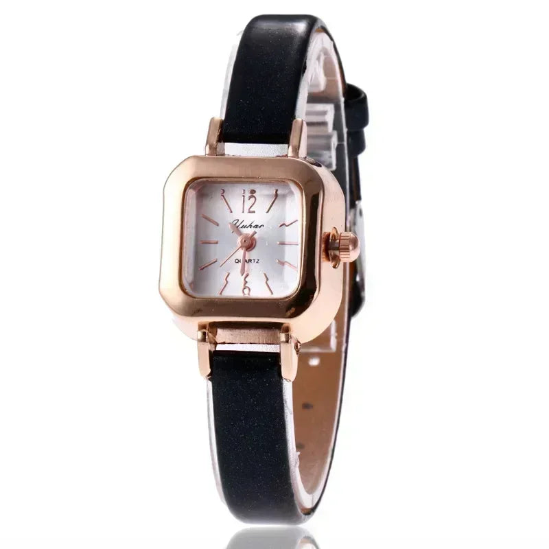 Fashion Women Watch Small Square Dial Thin Leather Strap Ladies Wristwatch Elegant Female Watches Casual Relogios Feminino Reloj Good Vibrations