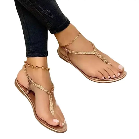 New Summer Sandals for Women Fashion Pointed Toe Flats Women's Casual Sandals Ladies Flip Flops Roman Low Heel Woman Sandalias Good Vibrations