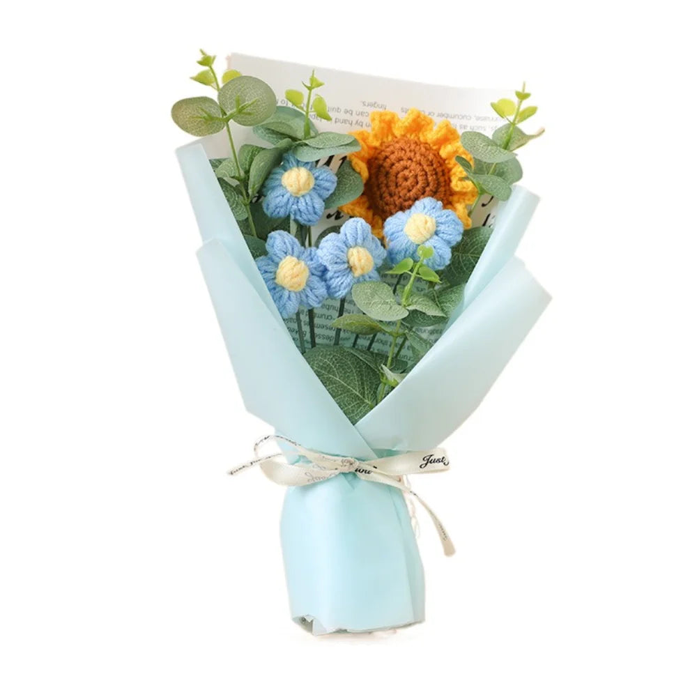 Artificial Flower Crochet Bouquet Handmade Eternal Flower Sunflower Daisy Bouquet Anniversary Mothers Day Birthday Gift Good Vibrations