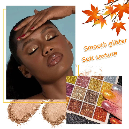 16-color Eyeshadow Palette Shiny Gold Pearly Matte Glitter Eyeshadow Matte Eye Shadow Long-lasting Eye Make Up Good Vibrations