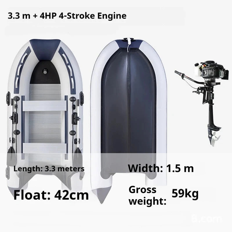 5–6 Person Inflatable Assault Boat 3.8m PVC Fishing Raft with Aluminum Floor, Anti-Collision Design & Rowing Accessories Good Vibrations
