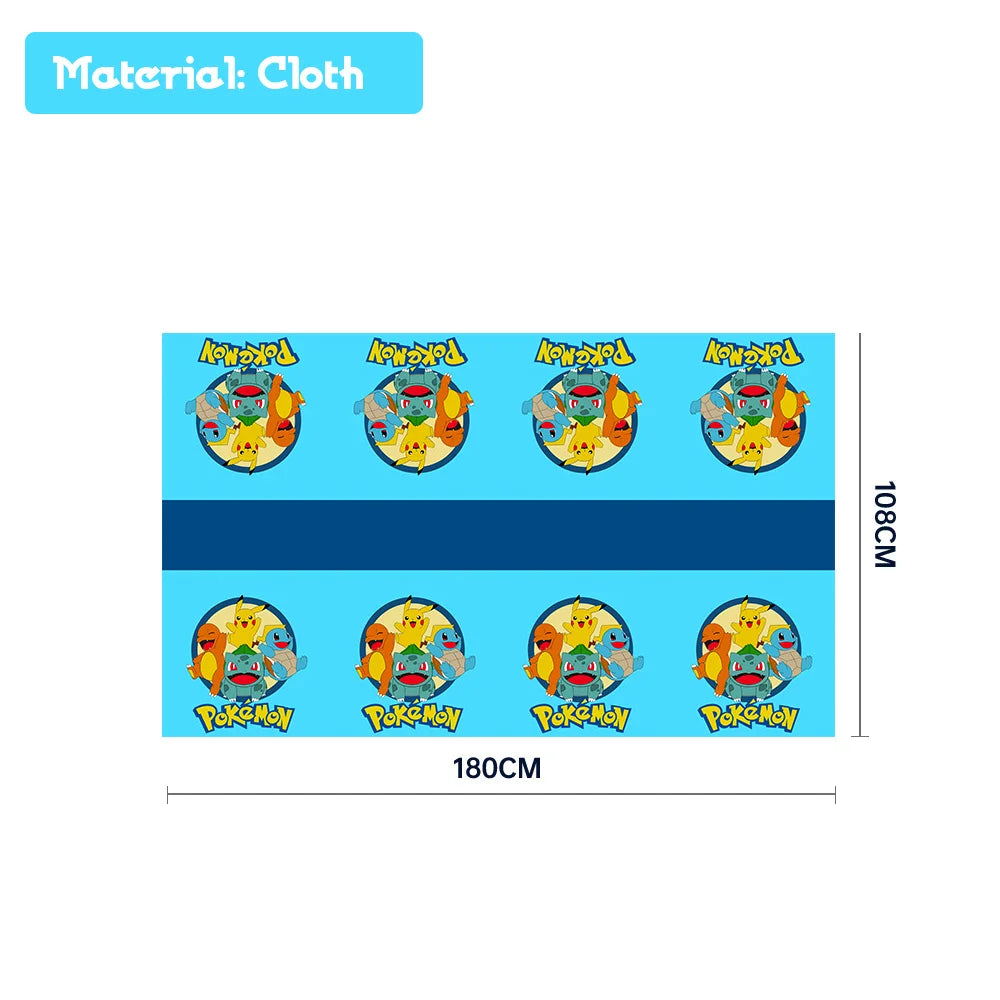 Pokemon Birthday Party Disposable Party Plates Pikachu Theme Tablecloth Character Balloon Birthday Decoration Baby Shower Suppli Good Vibrations
