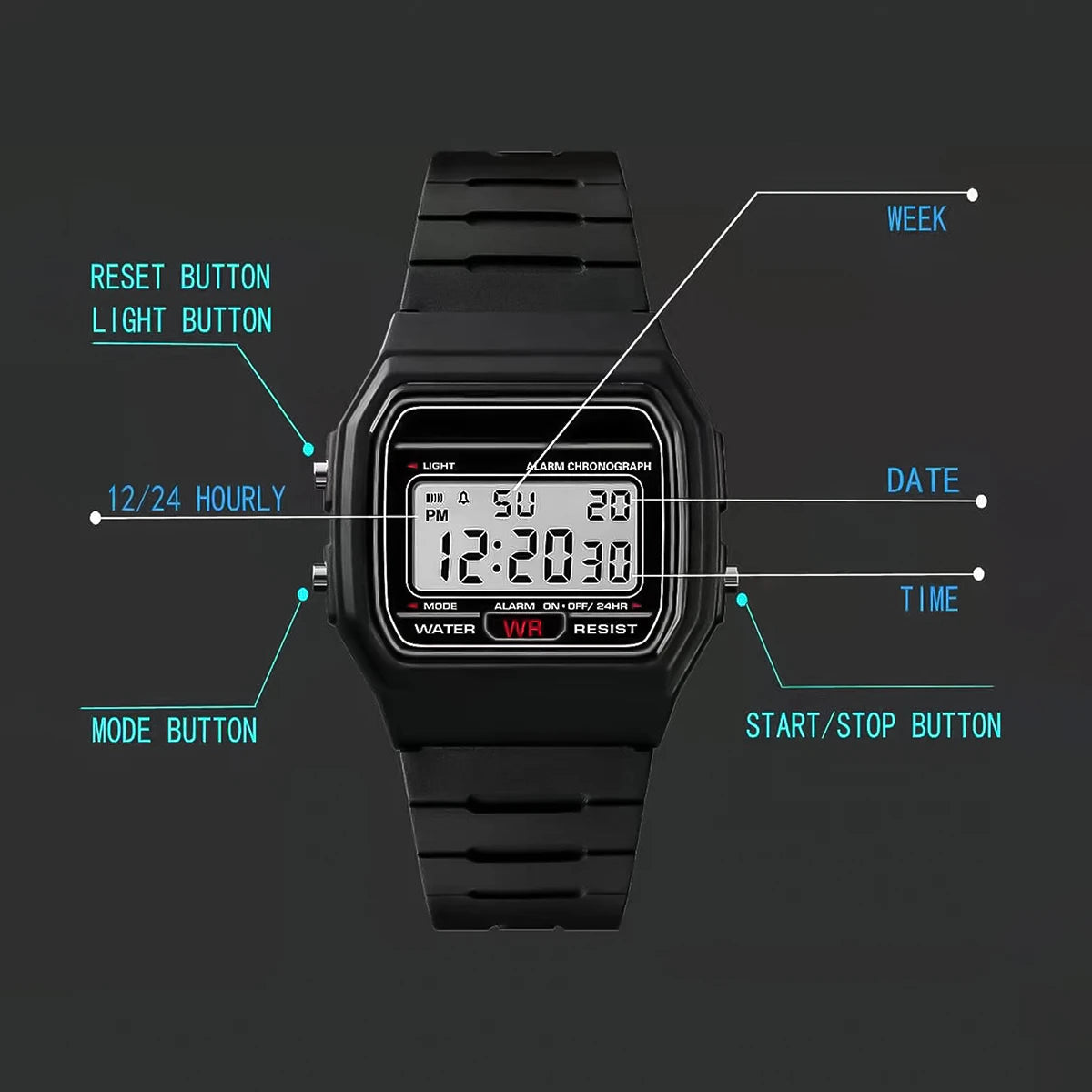 Hot Selling Women LED Digital Electronic Watch Multifunctional Outdoor Simple Leisure Men and Women Sports Watch Reloj Good Vibrations
