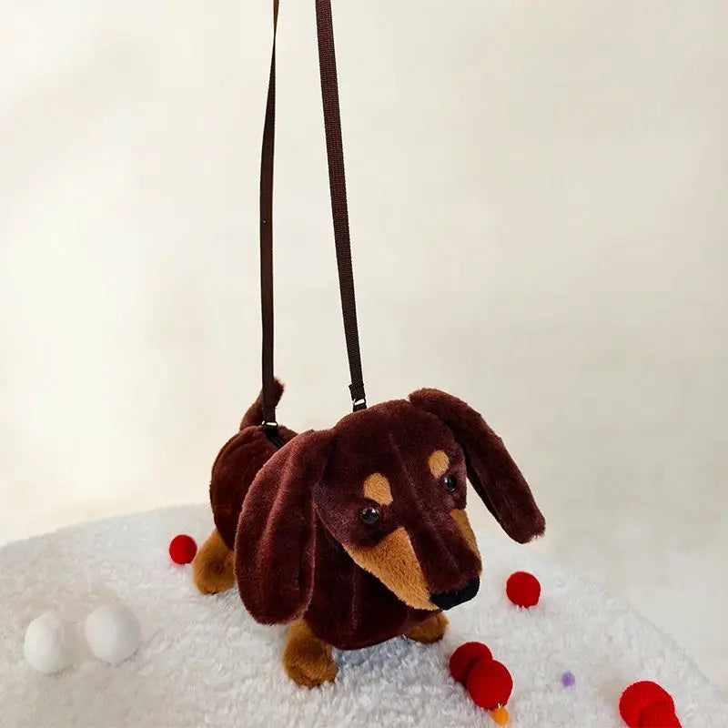 Sausage Dog Plush Backpacks Kawaii Puppy Soft Stuffted Bag Versatile Plush Backpacks Cartoon Plush Shoulder Bag Gift for friend Good Vibrations