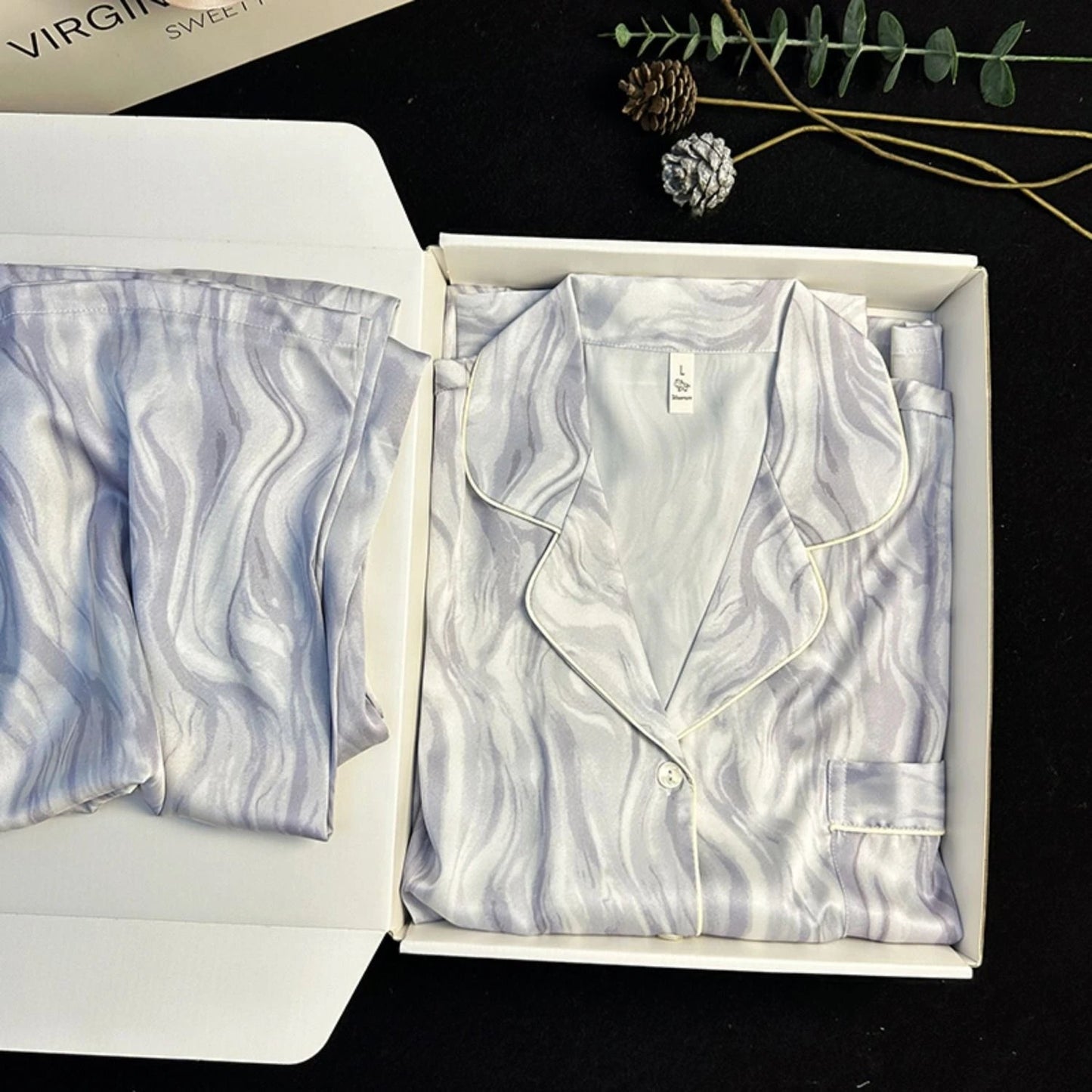 2023 Spring Autumn New Ice Silk 2 Pieces Pajamas for Women Fashion Cardigan Women's Pajamas Sweet Printing Loungewear Women Set Good Vibrations