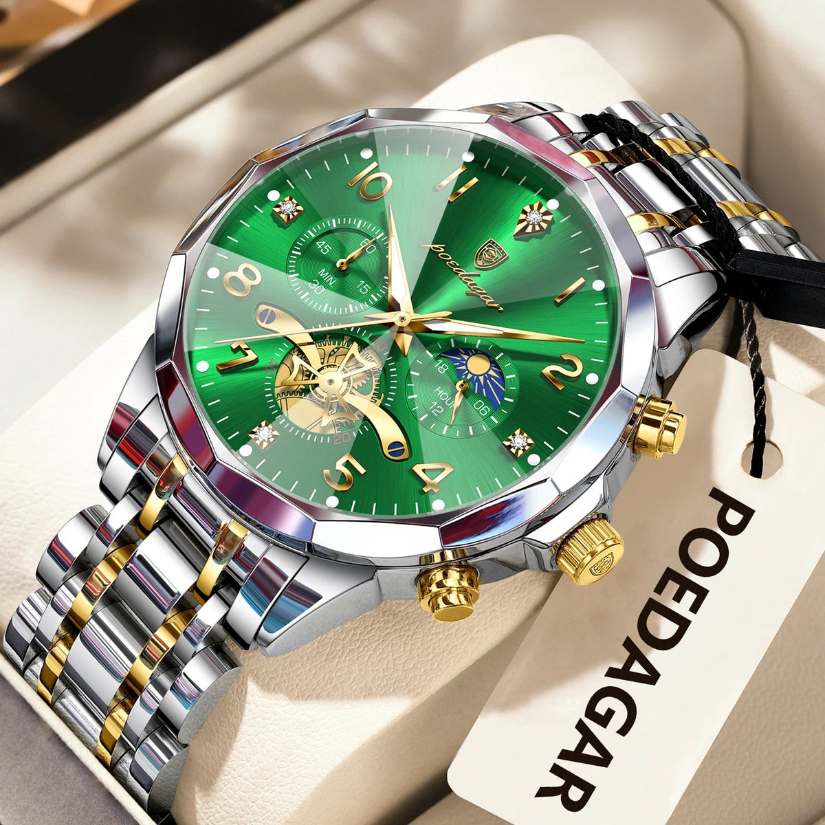 POEDAGAR Luxury High Quality Man Wristwatch Chronograph Stainless Steel Quartz Men's Watches Waterproof Luminous Men Clock Reloj Good Vibrations