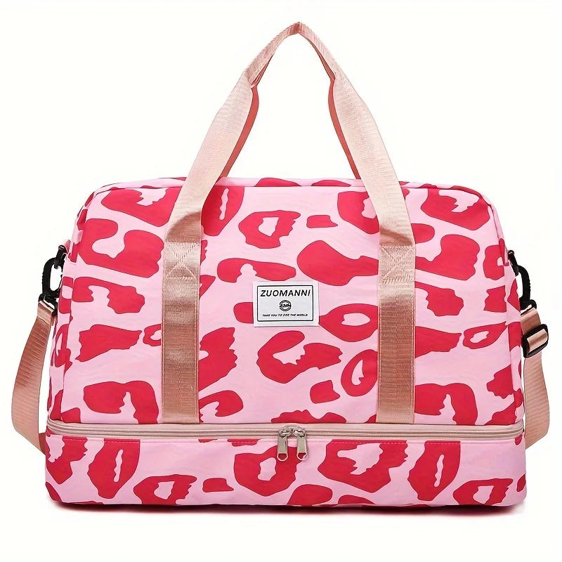 Large Capacity Nylon Travel Duffle Bag with Animal Print, Sports Gym Storage Bag, Portable Women'S Weekender Overnight Bag Good Vibrations