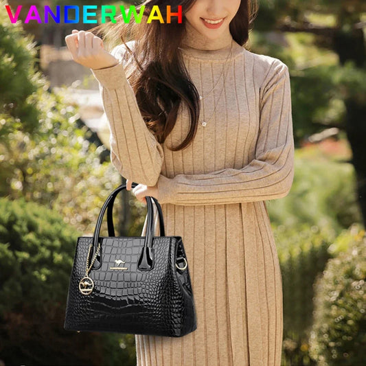 Luxury Patent Leather Crossbody Bags Women Crocodile Pattern Sac 2024 Large Capacity Ladies Shoulder Tote Bags Designer Purse Good Vibrations