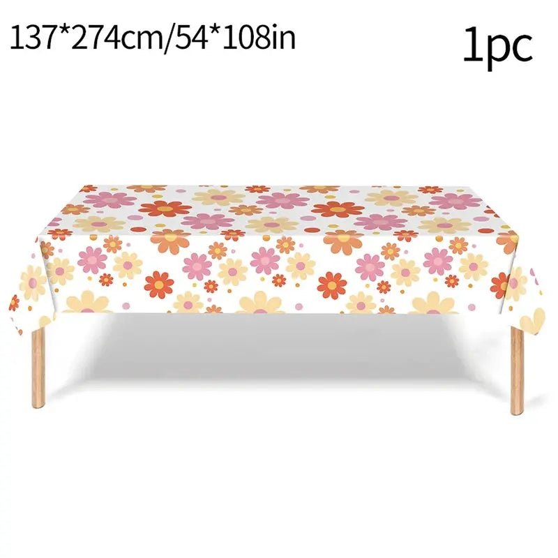 24pcs 7/9inch Pink Daisy Theme Disposable Tableware Flower Plate Napkin Straws Banner Birthday Party Baby Shower Wedding Decor Good Vibrations
