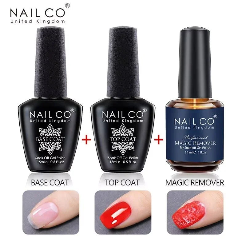 NAILCO 15ml Top Coat Base Coat Gel Nail Primer Gel Remover Nail Art Semi Permanent Lacquer Varnish Hybrid Nail Supplies Good Vibrations