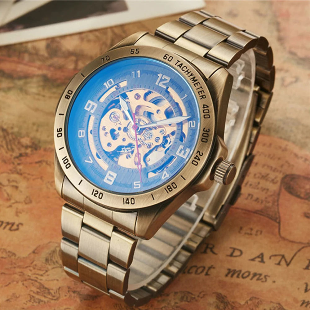 Wrist Watch For Men Waterproof Automatic Mechanical Watch Men's watch Retro montre homme with Genuine Leather relogio masculino Good Vibrations