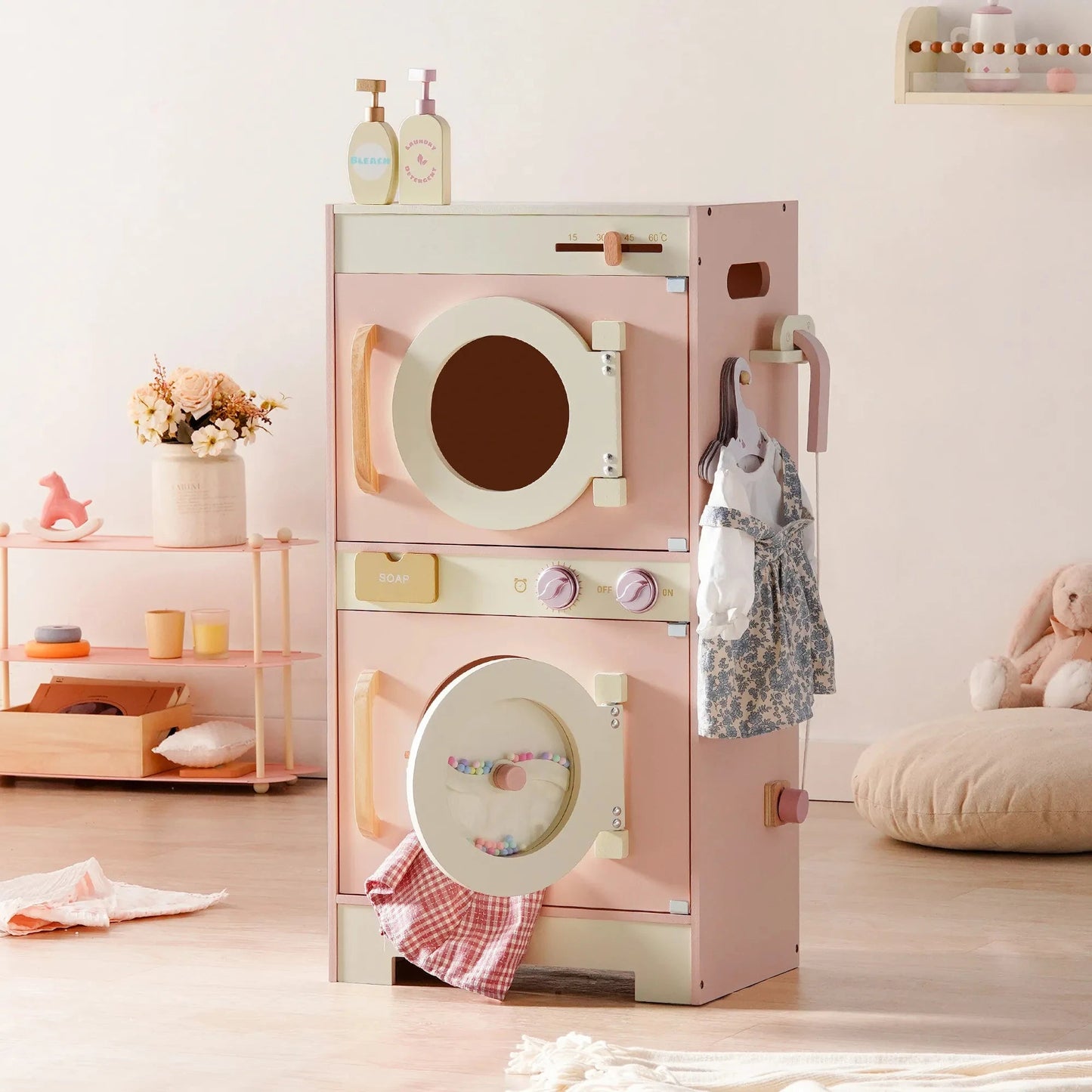 ROBUD Wooden Kids Kitchen PlaySet Series Pink Montessori Toy Kitchen Pretend Playset for Kids Aged 3+ Good Vibrations