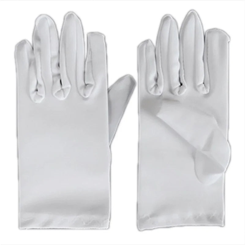 Kids Gloves White Short Satin Feel Boy Hold Flower Girl Good Vibrations