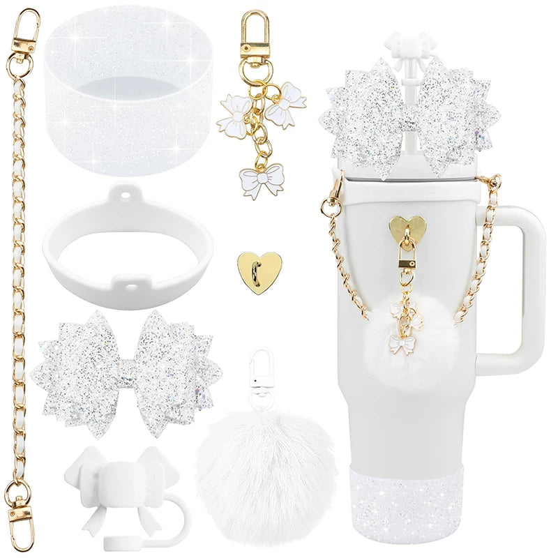 Bling Stanley Cup Accessories For 40oz & 30oz Tumbler Including Silicone Cute Bow Straw Topper Cover, Silicone Stanley Cup Boot Good Vibrations Adult Super Store