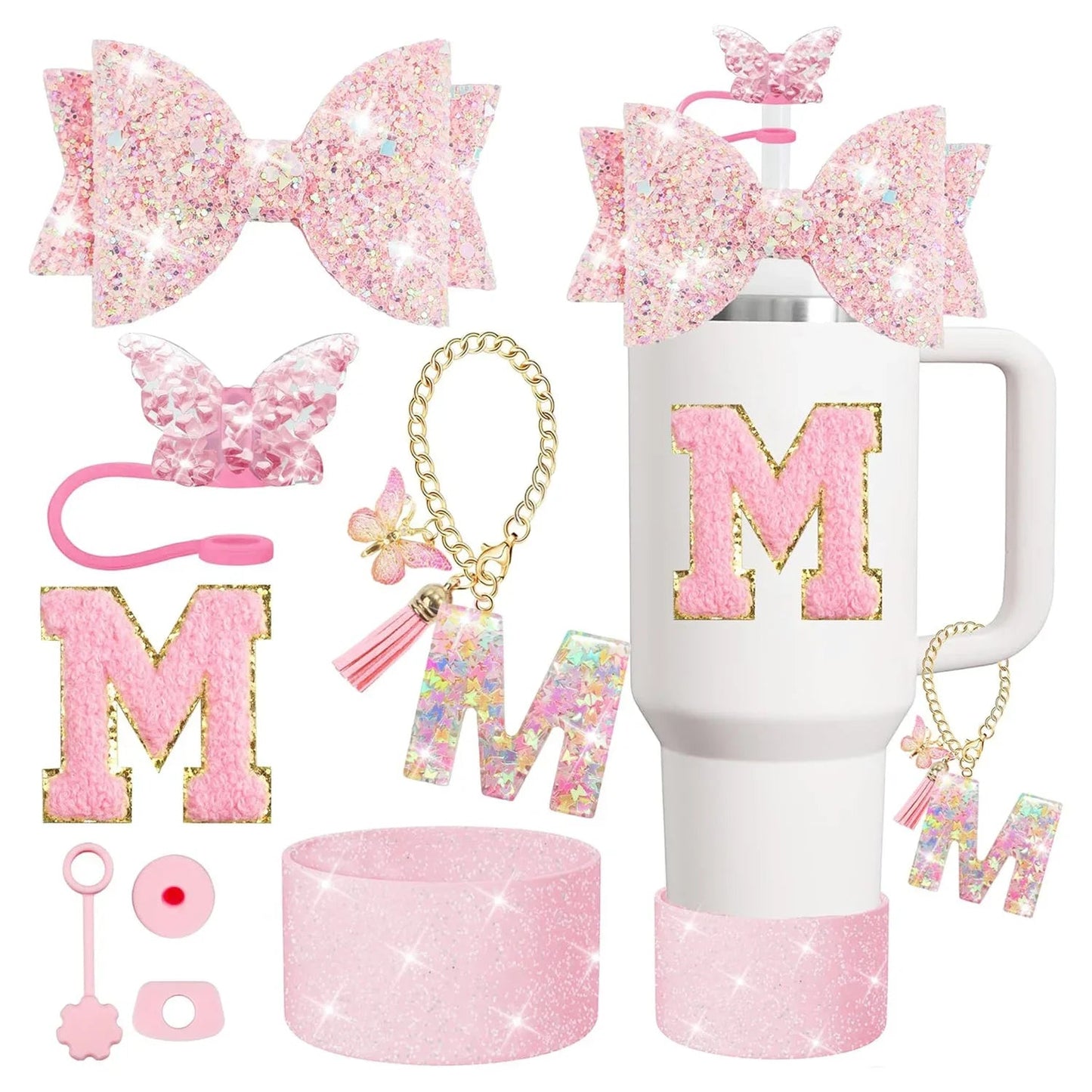 8PCS Cup Accessories Set for Stanley 30oz 40oz Tumbler Straw Topper Cover Cap Boot,Spill Proof Stopper Charm Initials Sticker Good Vibrations Adult Super Store