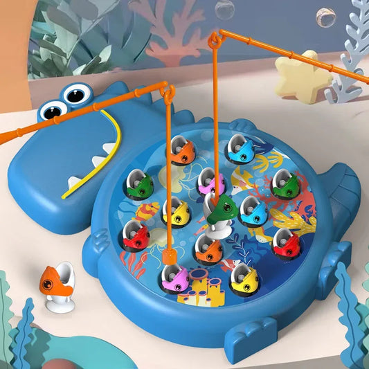 Dinosaur Simple Magnetic Fishing Toys Play Rod Game Toys for Children Baby Montessori with Rod Kids Educational Rotating Gift Good Vibrations