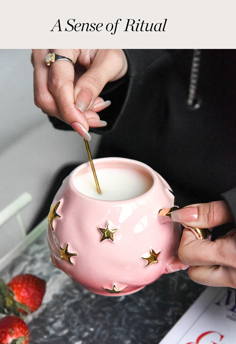Ceramic Starry Sky Cup Sparkling Cup with High Appearance, Colorful Stars, Creative Birthday Gift, Mug with Hand Gift, Water Cup Good Vibrations Adult Super Store