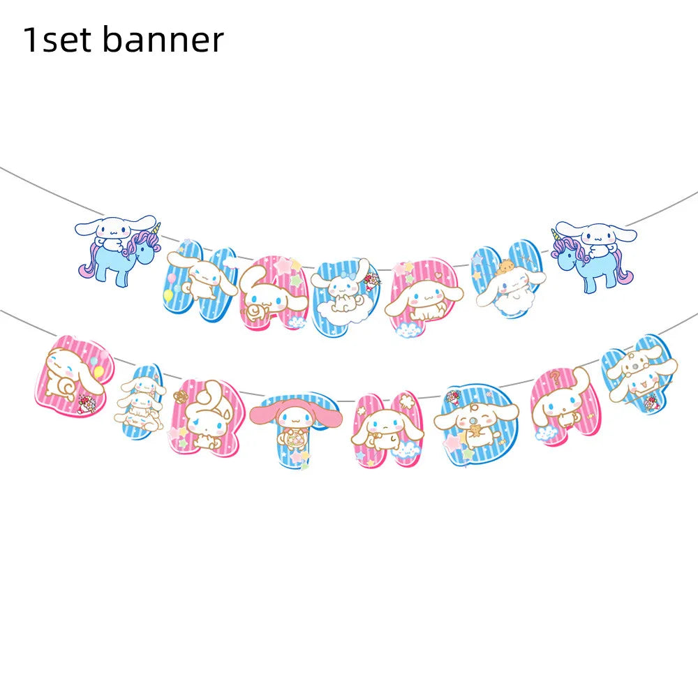 Cinnamorolls Birthday Party Decoration Tableware Set Balloons Cup Plate Banner for Kids Party Favors Baby Shower Supplies Good Vibrations