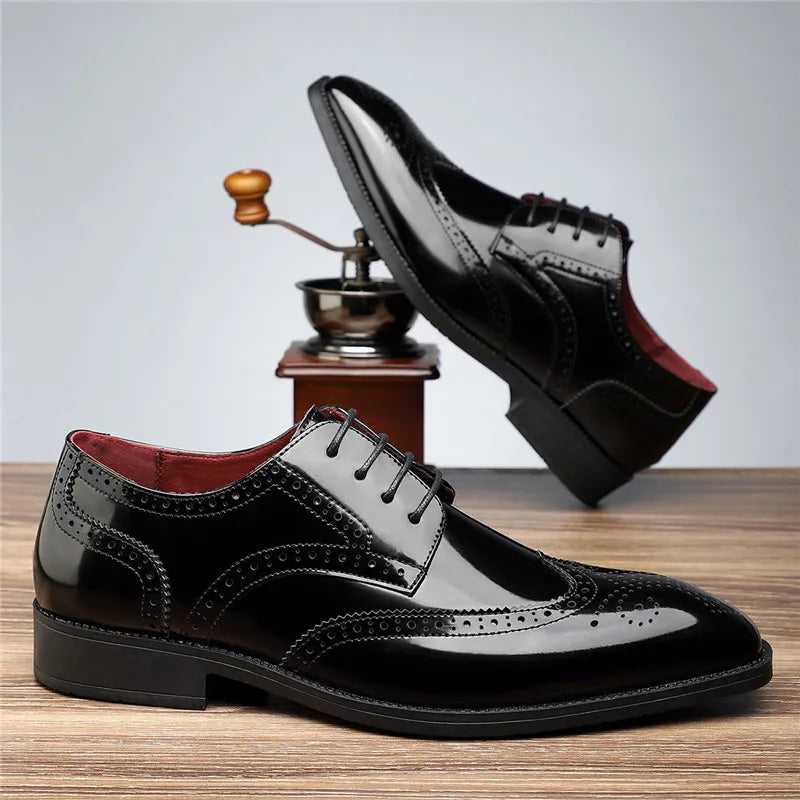 Fashion New Men's Pointed Green White Casual Brogues Oxford Shoes Male Wedding Dress Homecoming Formal Wedding Formal Footwear