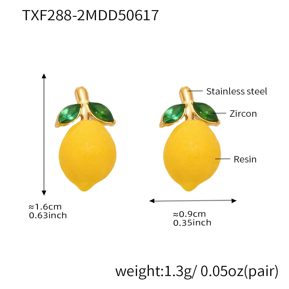 Nivora Resin Fruit Lemon Pendant Necklace For Women Imitation Pearl Stainless Steel Zircon Handmade Strand Beads Choker Jewelry Good Vibrations