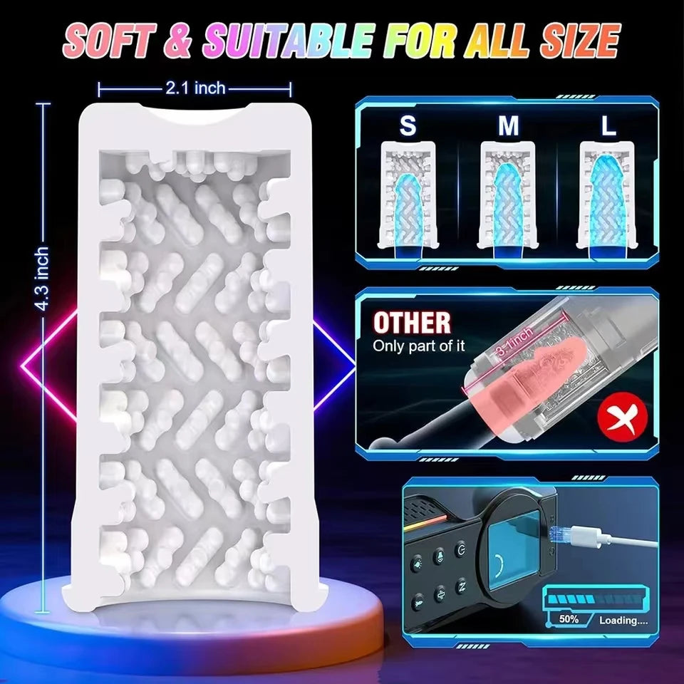 Automatic Telescopic Male Masturbation Cup Piston Suction Vibration Masturbation Machine 3D Realistic Vaginal Blowjob Pronounce GOOD Vibrations