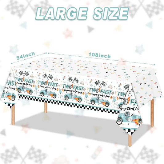 Two Fast Theme Disposable Tablecloth Racing Car Birthday Party Supplies Kids 2nd Birthday Party Decorations Good Vibrations