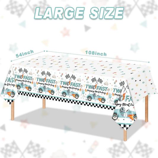 Two Fast Theme Disposable Tablecloth Racing Car Birthday Party Supplies Kids 2nd Birthday Party Decorations Good Vibrations