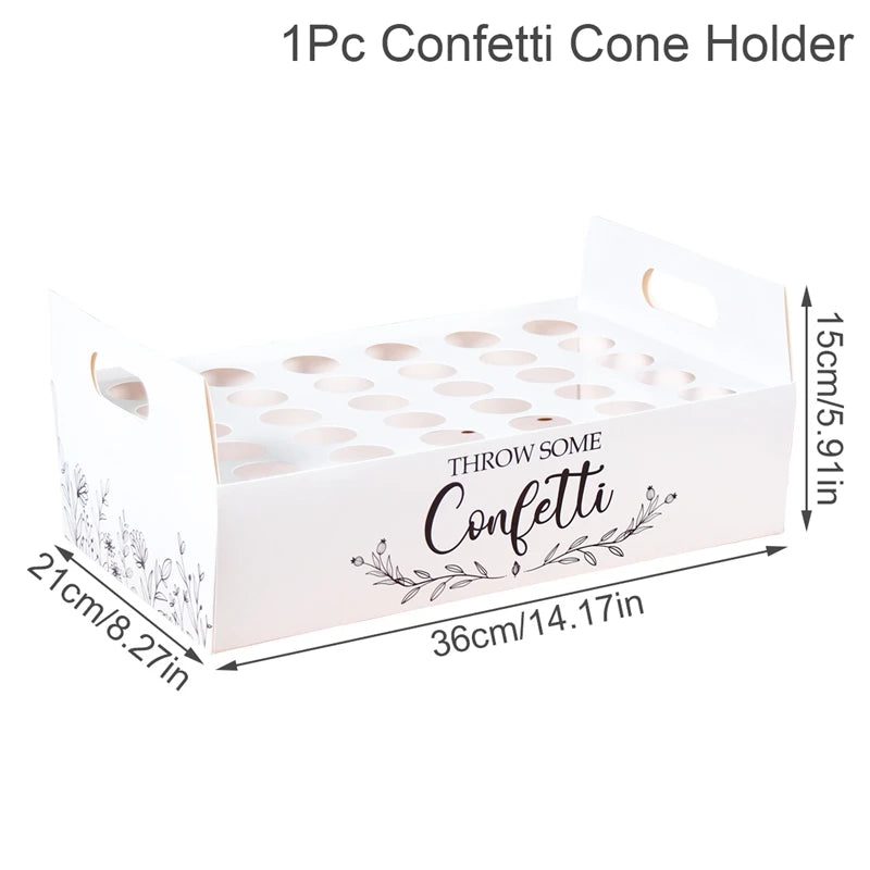 Kraft Paper Wedding Tray Confetti Cone Stand Box Tray Rustic Wedding Decoration Wedding Confetti Cones Wedding Cones Set supply Good Vibrations