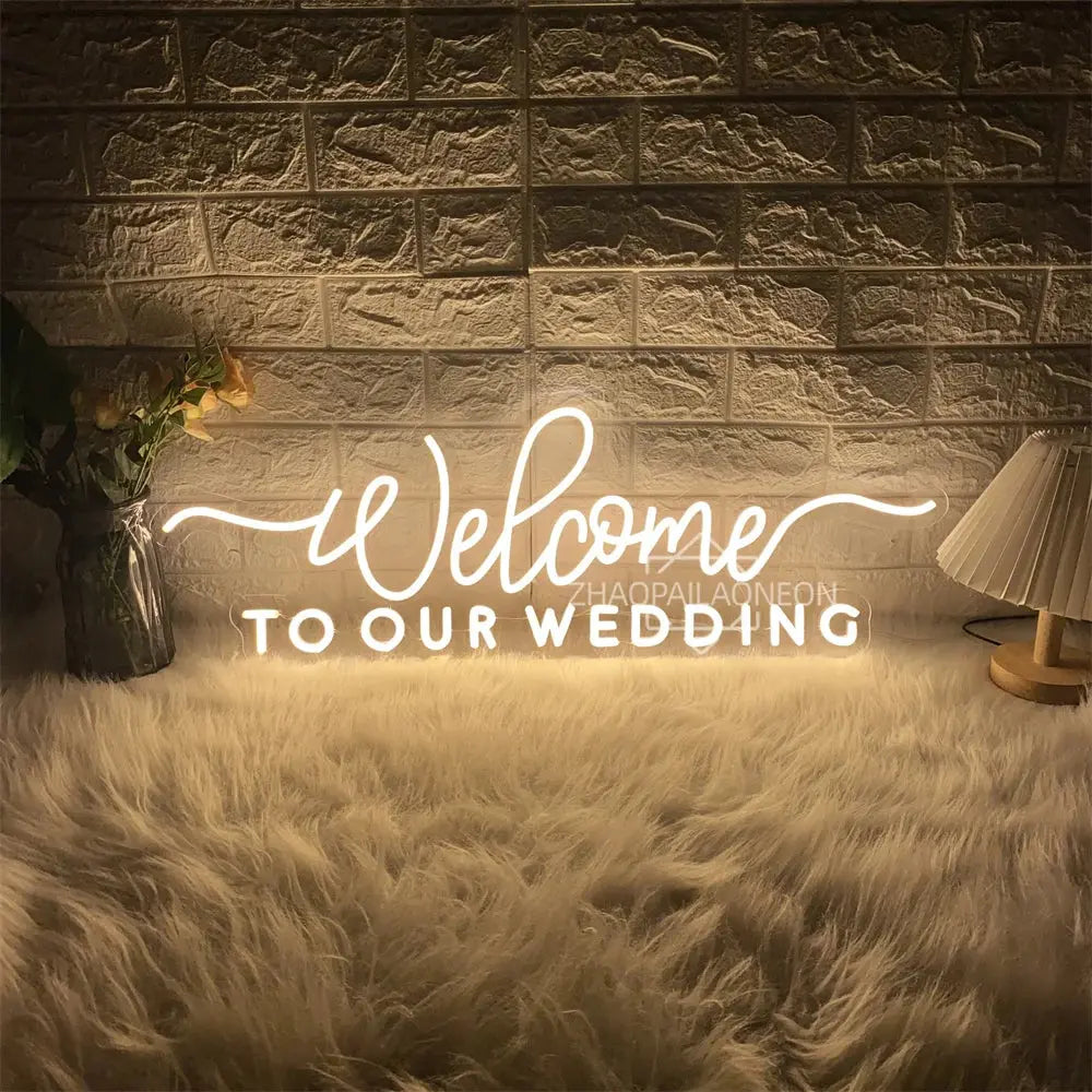 Welcome to our wedding Neon Led Sign Wall Hanging Wedding Party Room Decor Engaged Neon Lights USB Wedding Decoration Signs Good Vibrations