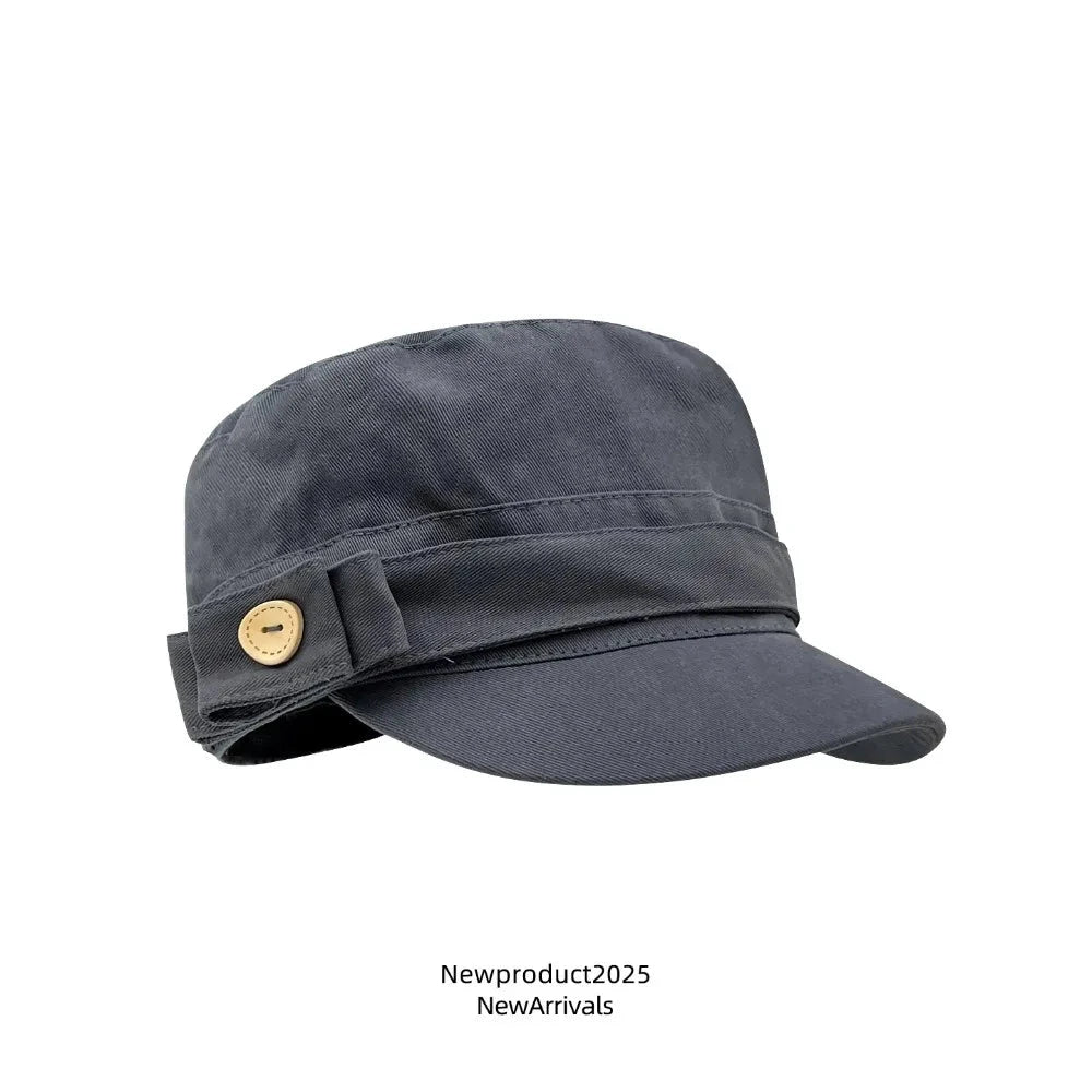 Personality Cloth Flat Cap Button Korean Style Equestrian Hat Newsboy Cap Cotton Retro Painter Hat Girl Good Vibrations