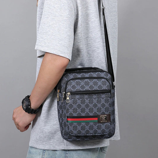 Crossbody Bag Men New Trendy Multi Layer Versatile Shoulder Handbag Casual Business Sling Messenger Bag for Daily Use and Travel Good Vibrations