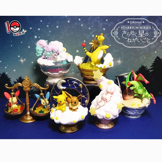 Pokemon Starrium Scene Series Blind Box Toys Ampharos Flygon Ponyta Plusle Minun Mew Pikachu Doll Toys Collect Ornaments Good Vibrations