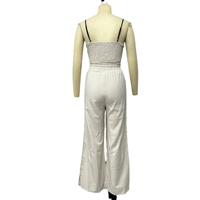 Two Piece Set for Woman 2025 Summer Casual Matching Sets Outfits Women's Sexy Tank Tops Elastic High Waist Wide Leg Pants Set Good Vibrations