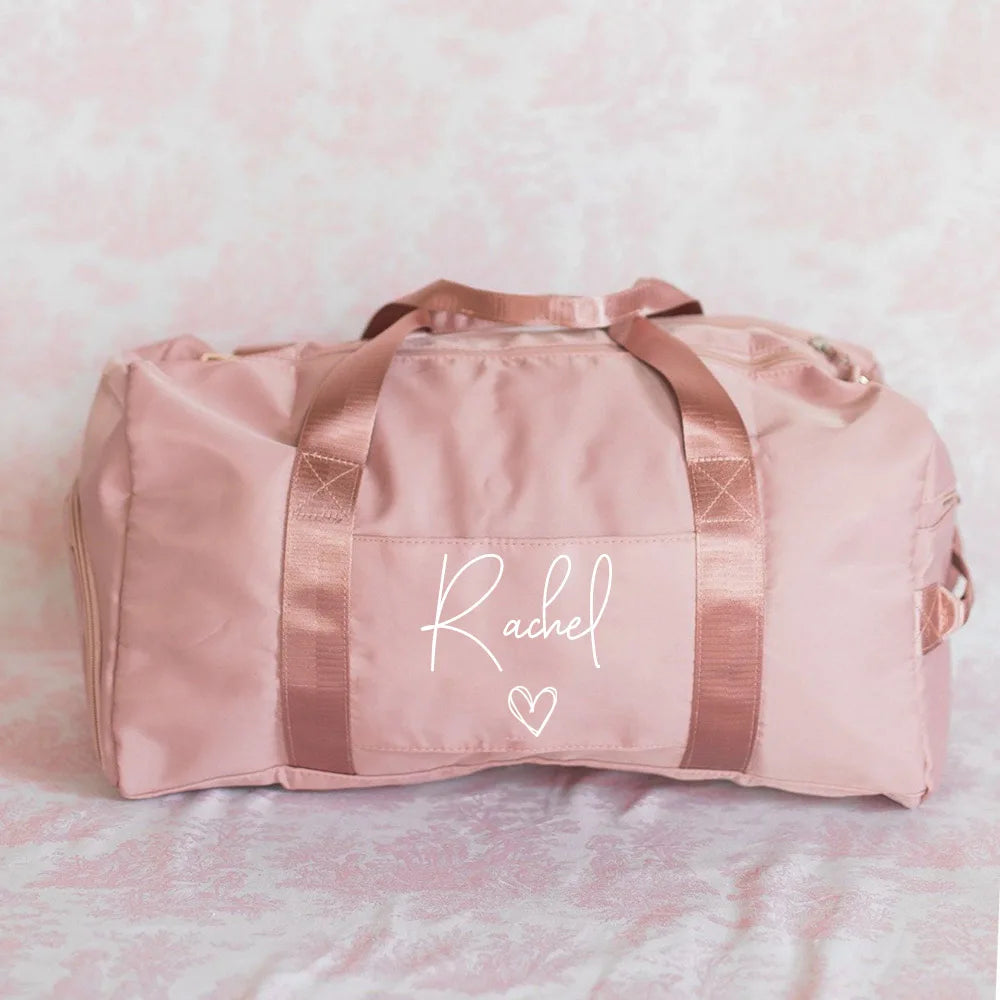 Personalized Duffle Bag with Name Birthday Gift for Her Wedding Gift for Bridal Party Gifts Large Weekender/Gym Bags Good Vibrations