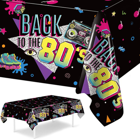 80s 90s Party Table Covers Disposable Plastic Tablecloth Back to The 80s 90s Party Supplies Decoration 80s 90s Theme Table Decor Good Vibrations
