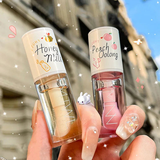 Peach Lip Oil Gloss Plumper Moisturizing Non Sticky Sexy Water Glossy Long-Lasting Transparent Liquid Lipstick Good Vibrations