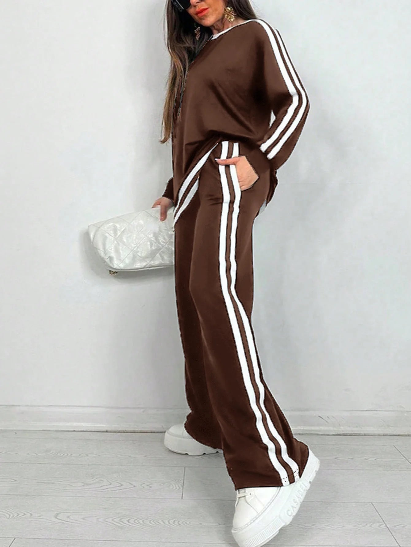 2025 Women's Sweat Suit Spring Autumn New Leisure Clothing Fashion Elegant Tops T-shirt Pants 2 Two Piece Set For Women Good Vibrations