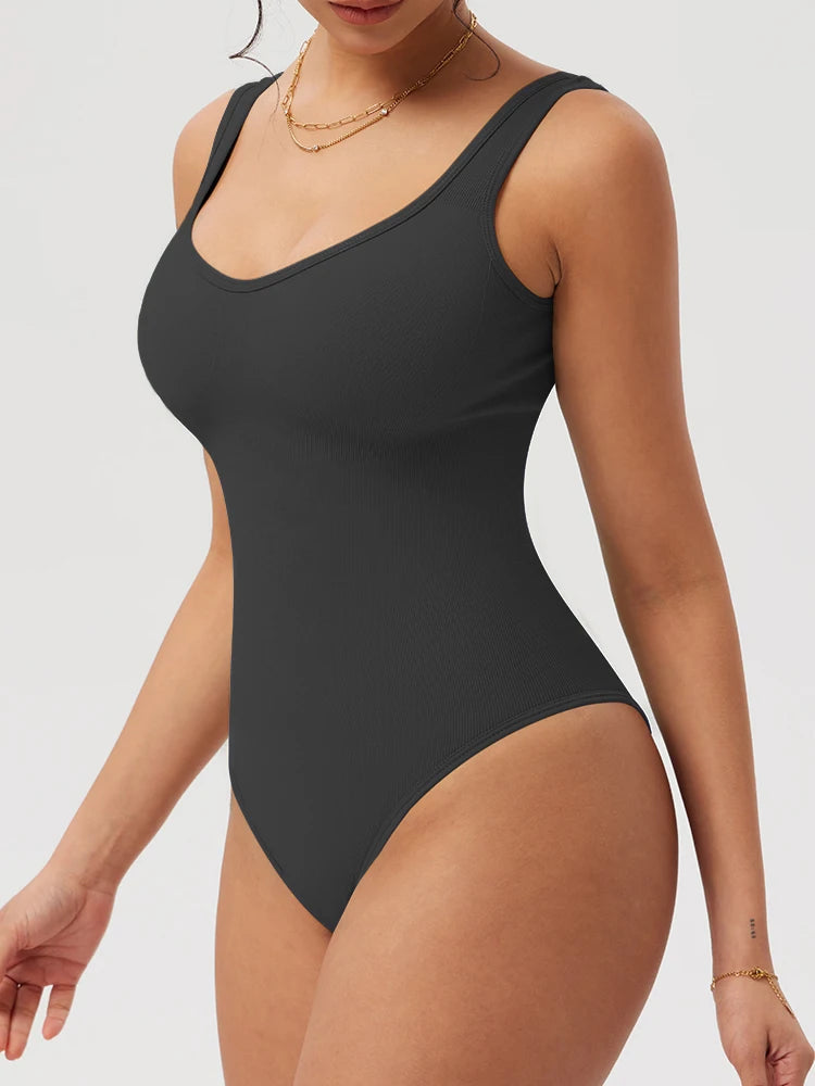 OQQ Women Full Body High Elastic Bodysuit Shapewear Seamless Sexy Bodycon Off Shoulder Sports Fitness Leisure Yoga Lady Clothes Good Vibrations