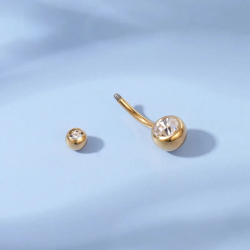 1Pc Gold Color Stainless Steel Belly Ring, Flower Heart Shaped CZ Crystal Navel Belly Button Rings Butterfly Navel Piercings 14G Good Vibrations Adult Super Store