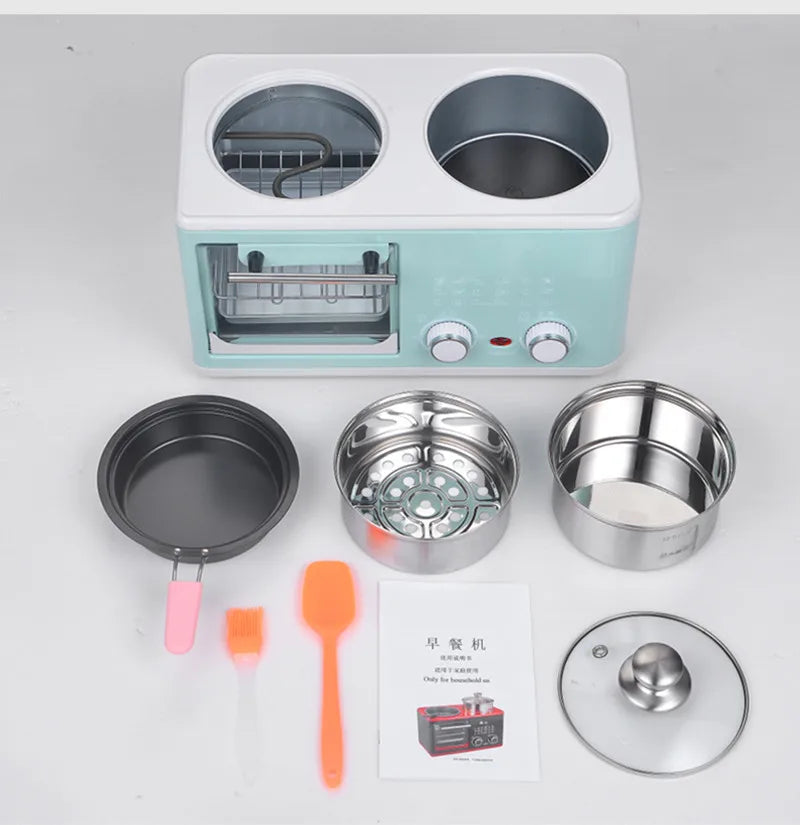 Household Electric 4 in 1 Breakfast Machine Mini Bread Toaster Baking Oven Omelette Fry Pan Hot Pot Boiler Food Steamer Good Vibrations Adult Super Store