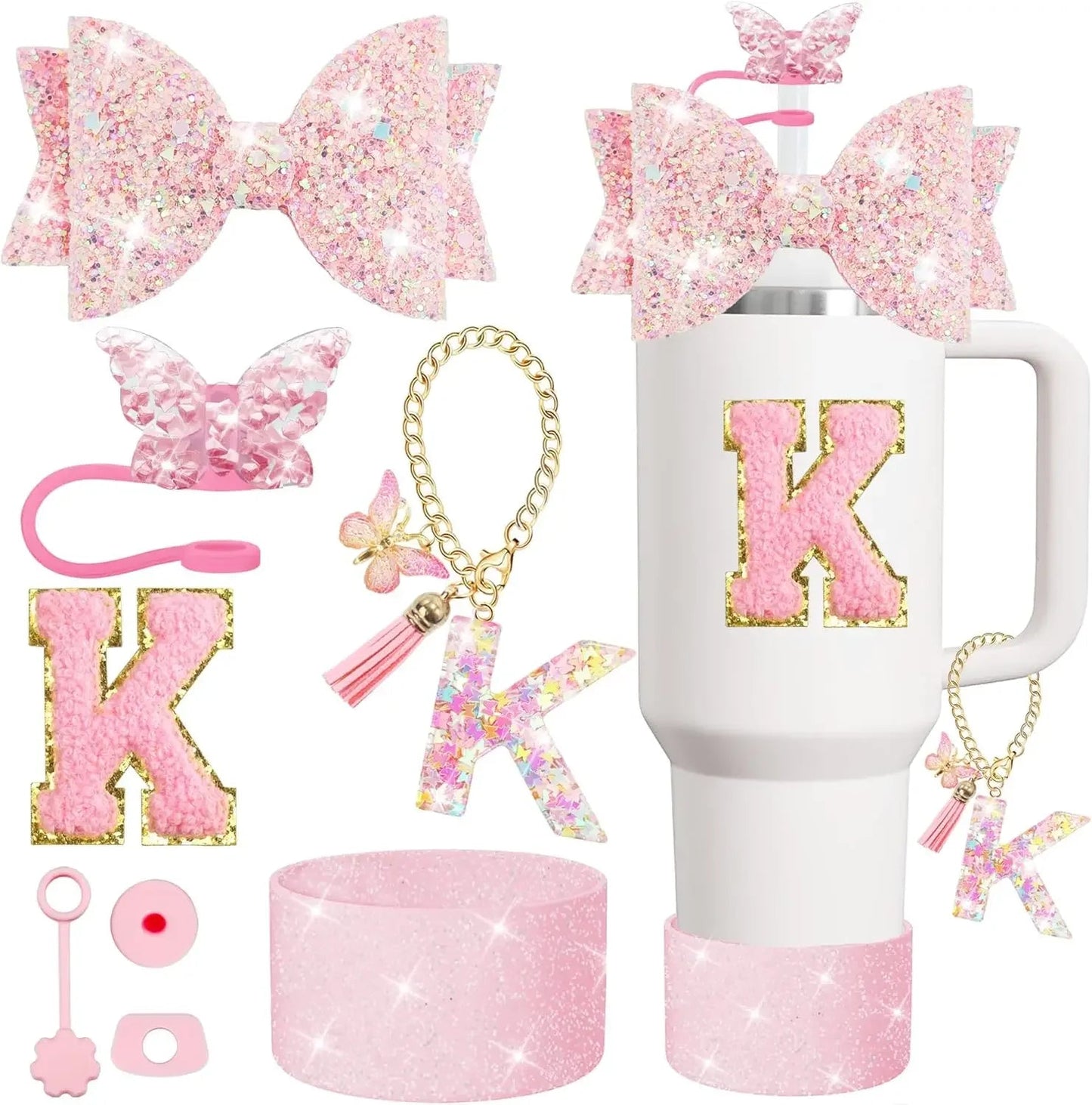 8PCS Cup Accessories Set for Stanley 30oz 40oz Tumbler Straw Topper Cover Cap Boot,Spill Proof Stopper Charm Initials Sticker Good Vibrations Adult Super Store